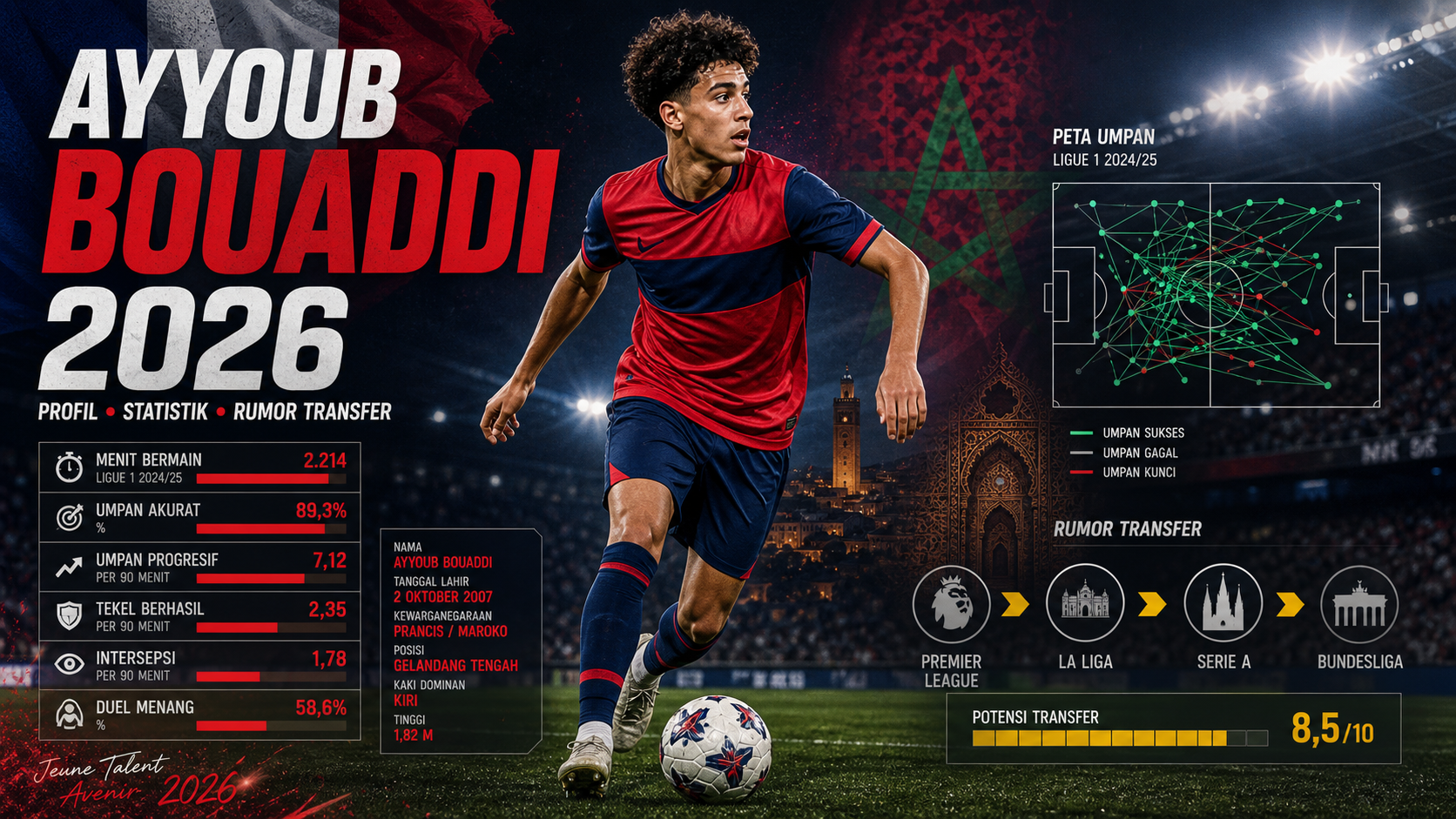 Ayyoub Bouaddi 2026: Profil, Statistik, dan Rumor Transfer - bouaddi