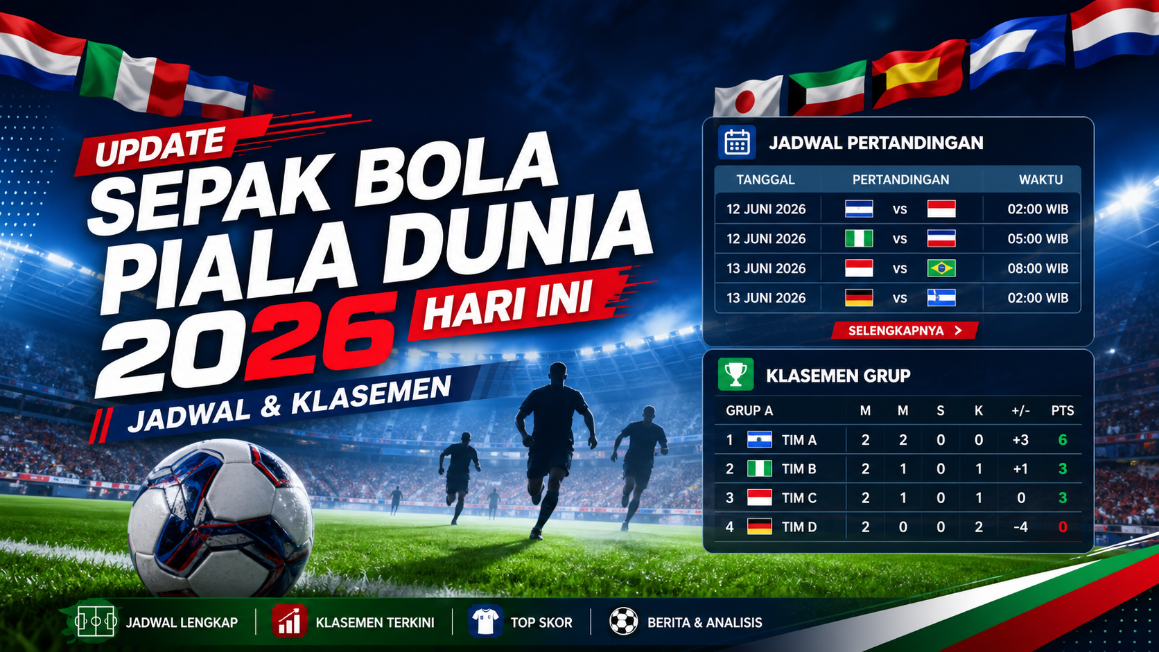 piala - Update Sepak Bola Piala Dunia 2026 Hari Ini: Jadwal & Klasemen