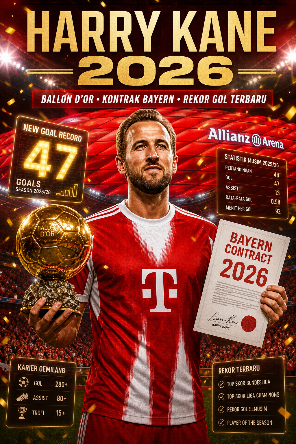 Harry Kane 2026: Ballon d'Or, Kontrak Bayern dan Rekor Gol Terbaru - kane