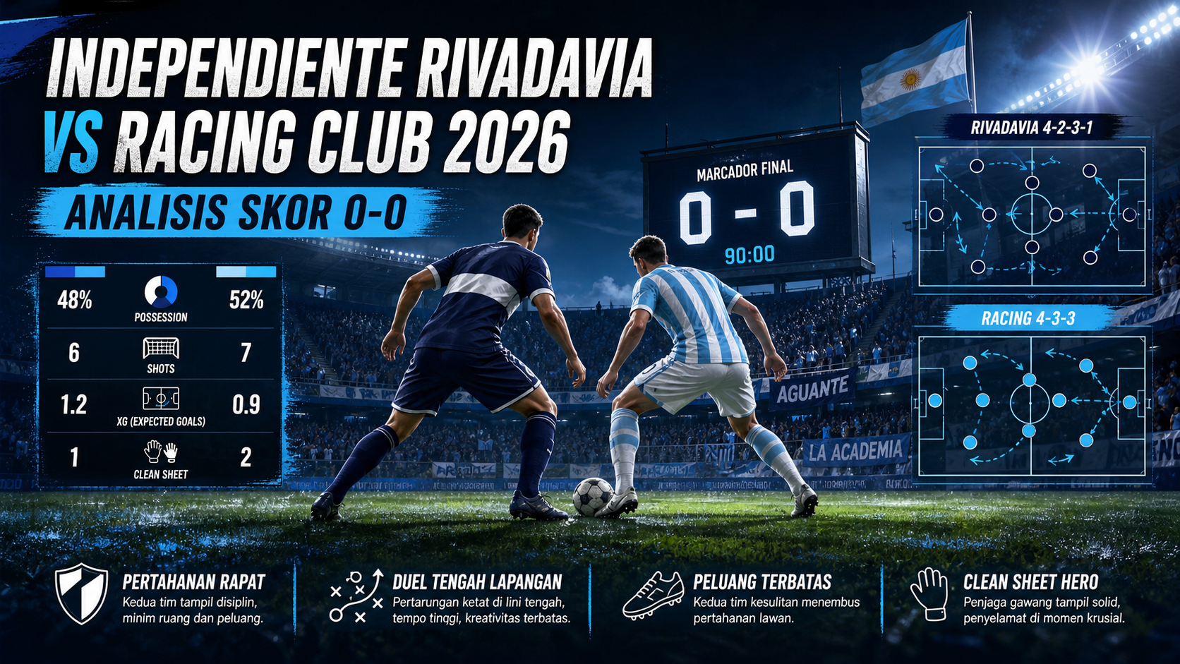 Independiente Rivadavia vs Racing Club 2026: Analisis Skor 0-0 - racing
