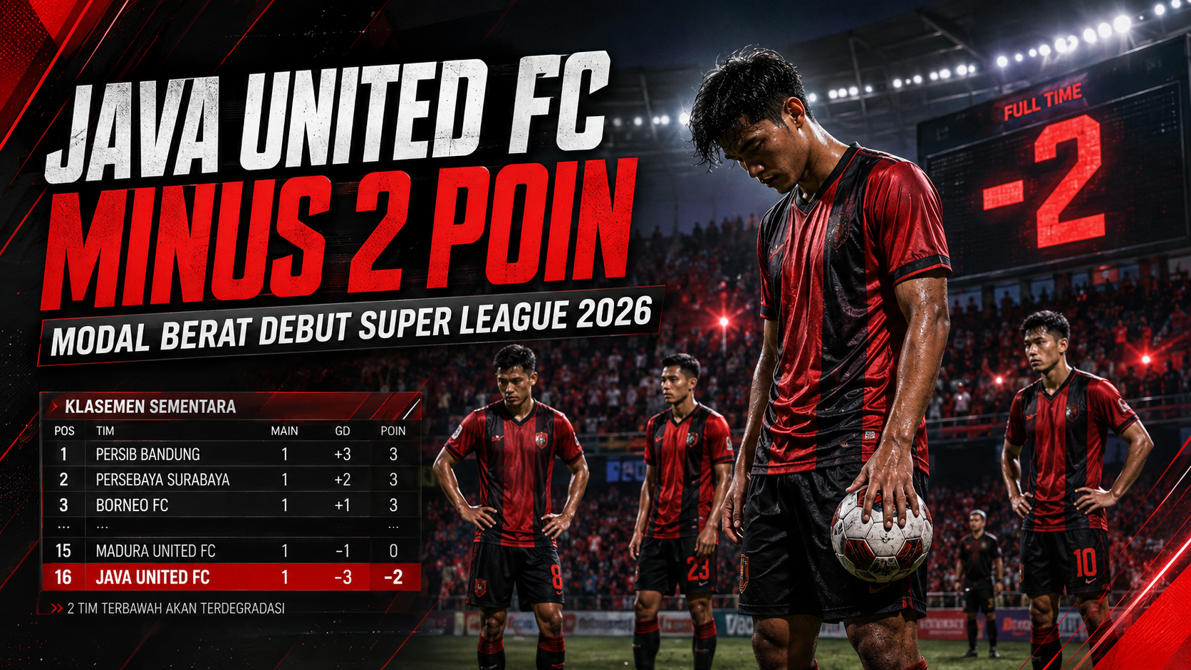 Java United FC Minus 2 Poin: Modal Berat Debut Super League 2026 - java