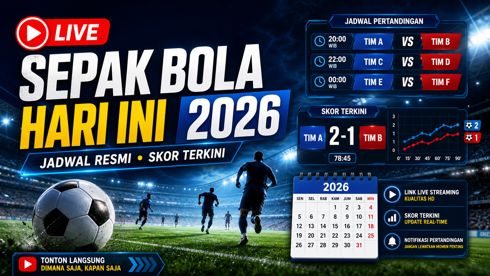 Link Live Sepak Bola Hari Ini 2026: Jadwal Resmi dan Skor Terkini - bola