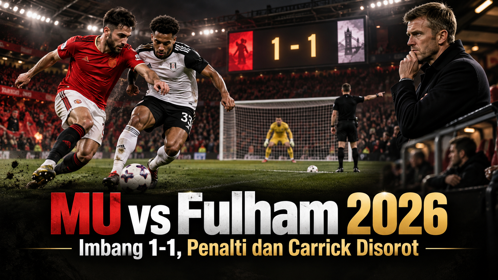 mu - MU vs Fulham 2026: Imbang 1-1, Penalti dan Carrick Disorot
